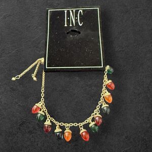 INC International Concepts Holiday Lights Charm Bracelet Gold Tone Adjustable